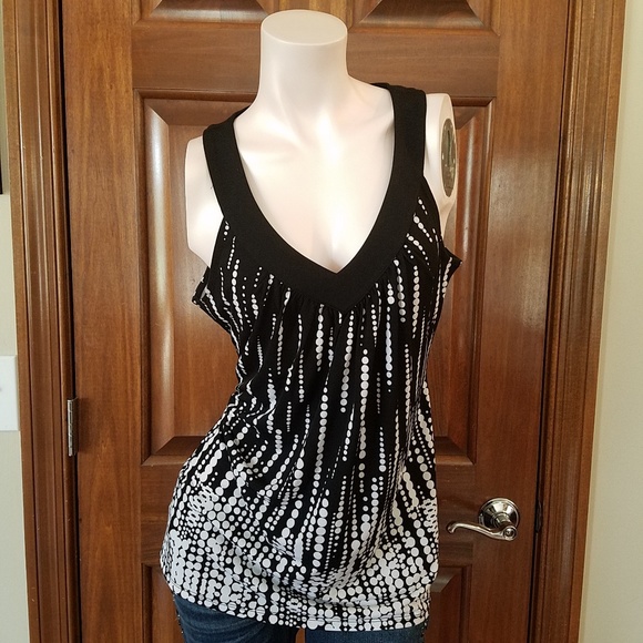 White House Black Market Tops - White House Black Market Top Black White Polka Dot